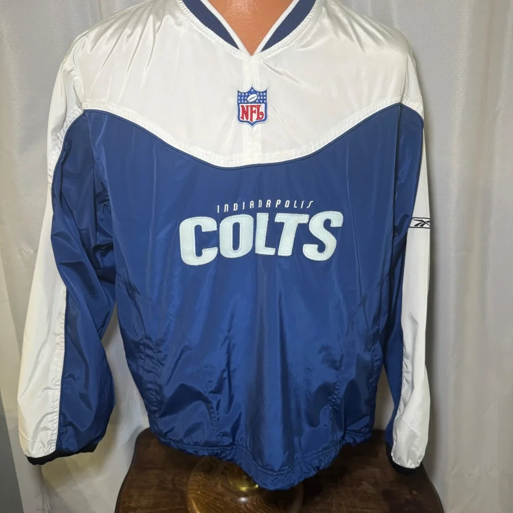 Reebok Indianapolis Colts NFL Windbreaker‎ Pullover Blue White XL